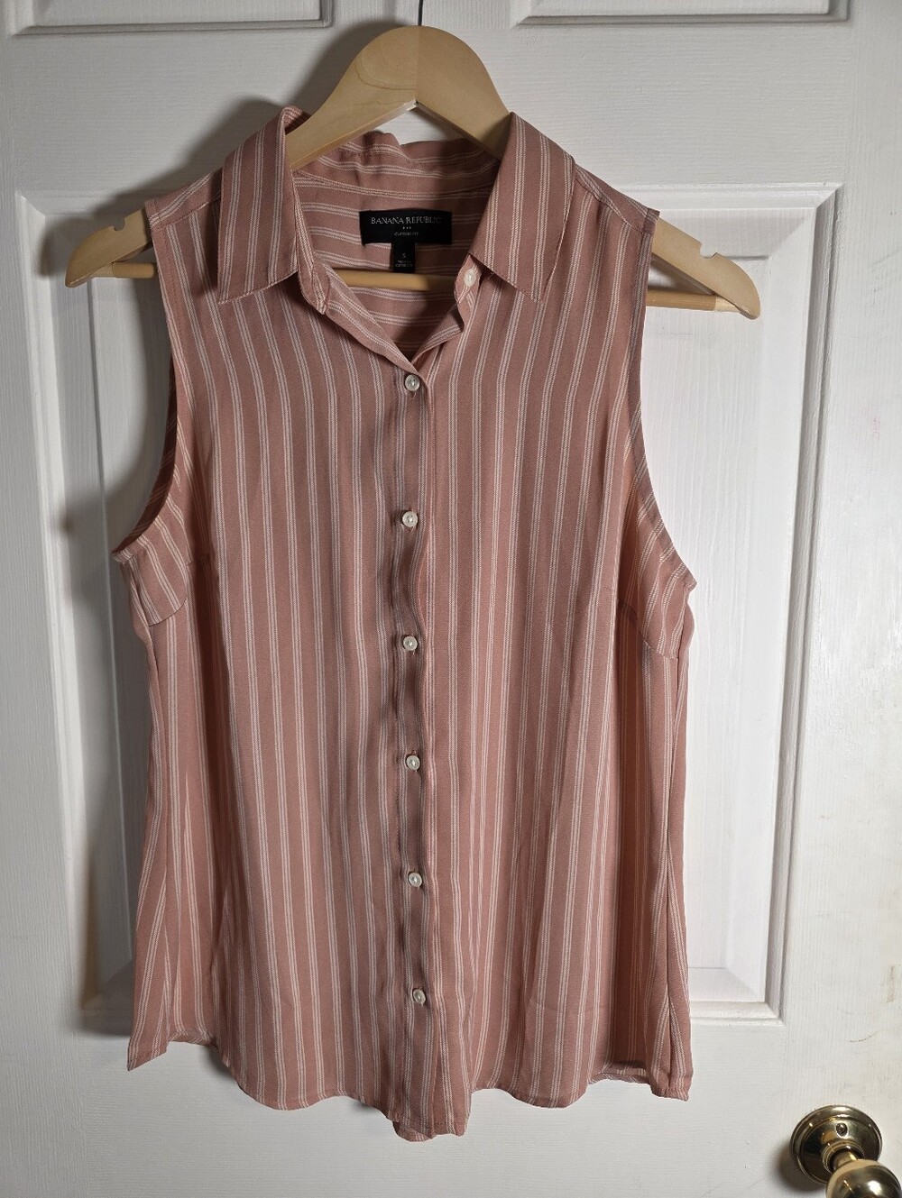 Banana Republic Dusty Rose Sleeveless Striped Button-Front Blouse Size Small